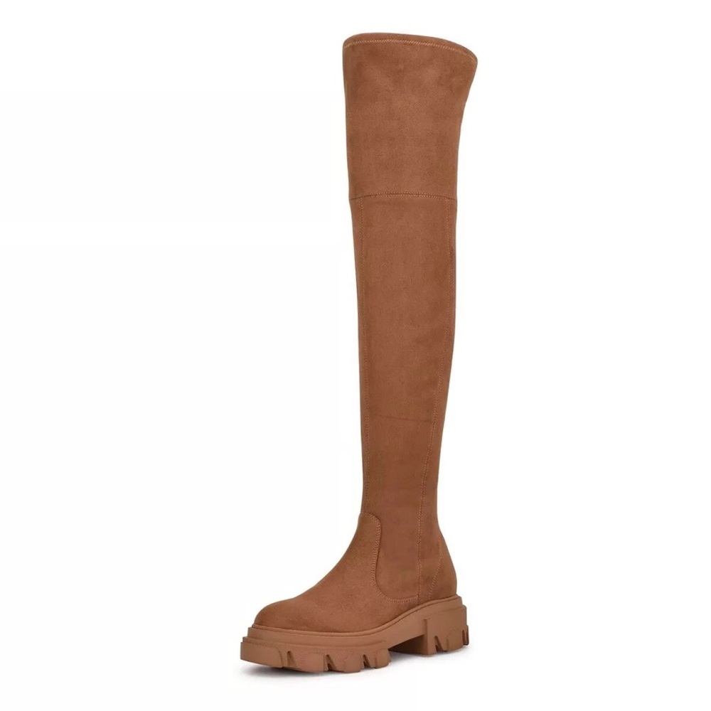 NEW Nine West Cellie2 Brown Suede Over Knee Thigh High Lug Sole Boots 5.5